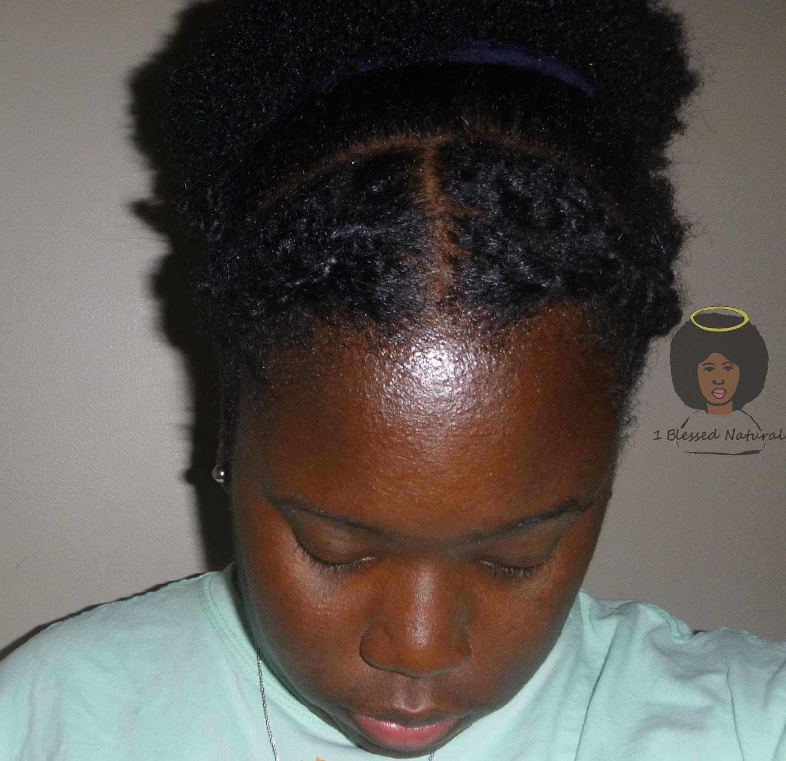 Natural Hairstyle: Connected Rubber Band Twists with Puff.