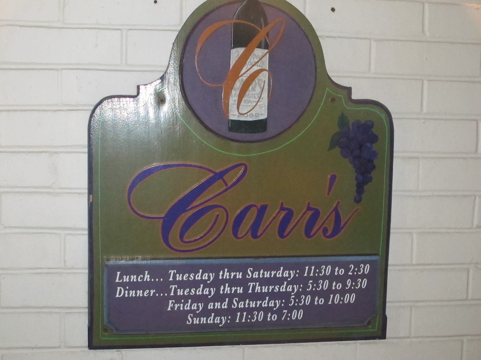 1001 Dinners 1001 Nights: Carr's Restaurant (Lancaster Philadelphia) 01