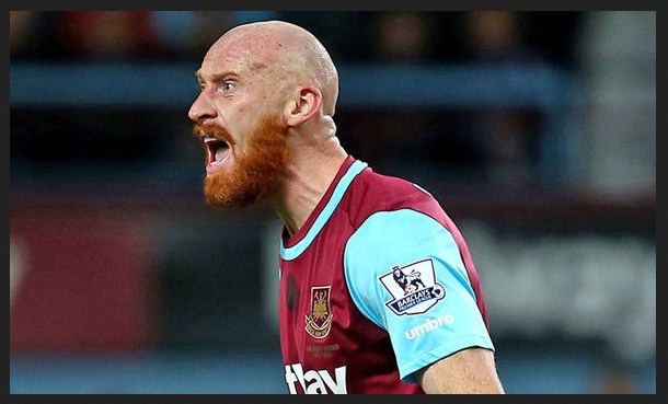 james colins west ham united cetak gol ke gawang chelsea