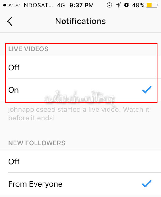 Cara Mematikan Notifikasi Live Instagram