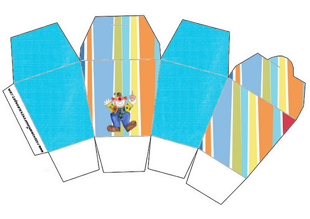 Cajitas de payasos para imprimir gratis. Free Printable Box, Chinese Take Away Style.