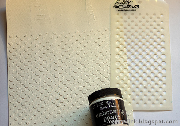 Layers of ink - Yellow Textured Background Tutorial by Anna-Karin Evaldsson. Stencil with embossing paste.