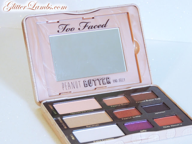 Too Faced Peanut Butter And Jelly Palette Makeup Swatches by Glitter Lambs www.GlitterLambs.com. Spread The Love, Bananas, Extra Creamy, Peanut Butter, Peanut Brittle, Jelly, Peanut Butter Cup, Jammin, Nuts About U, Eyeshadow Swatches of Too Faced makeup palette. Too Faced Peanut Butter And Jelly Palette Makeup Swatches by Glitter Lambs www.GlitterLambs.com. Spread The Love, Bananas, Extra Creamy, Peanut Butter, Peanut Brittle, Jelly, Peanut Butter Cup, Jammin, Nuts About U, Eyeshadow Swatches of Too Faced makeup palette.