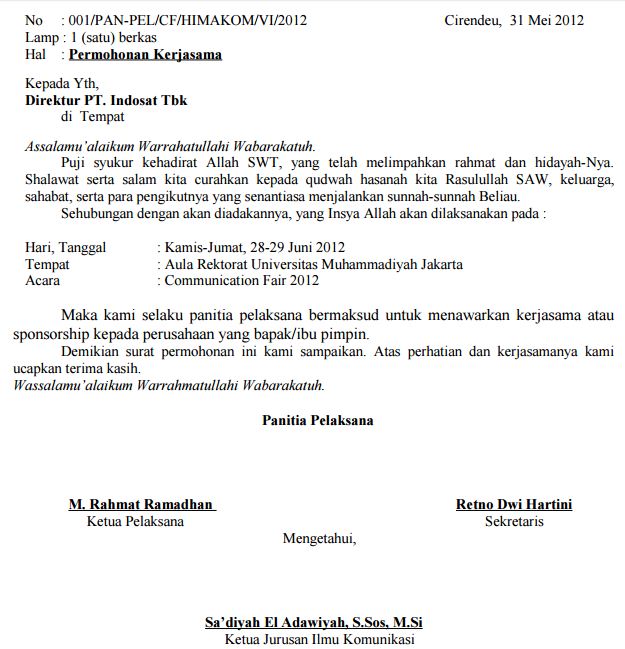 Contoh Surat Permohonan Izin Untuk Penelitian