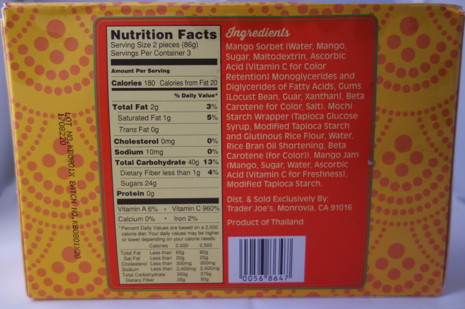 trader joe's mochi ice cream nutrition