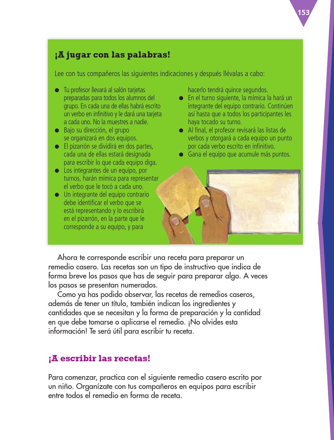 Escribir un recetario de remedios caseros español 3ro bloque 5/2014-2015