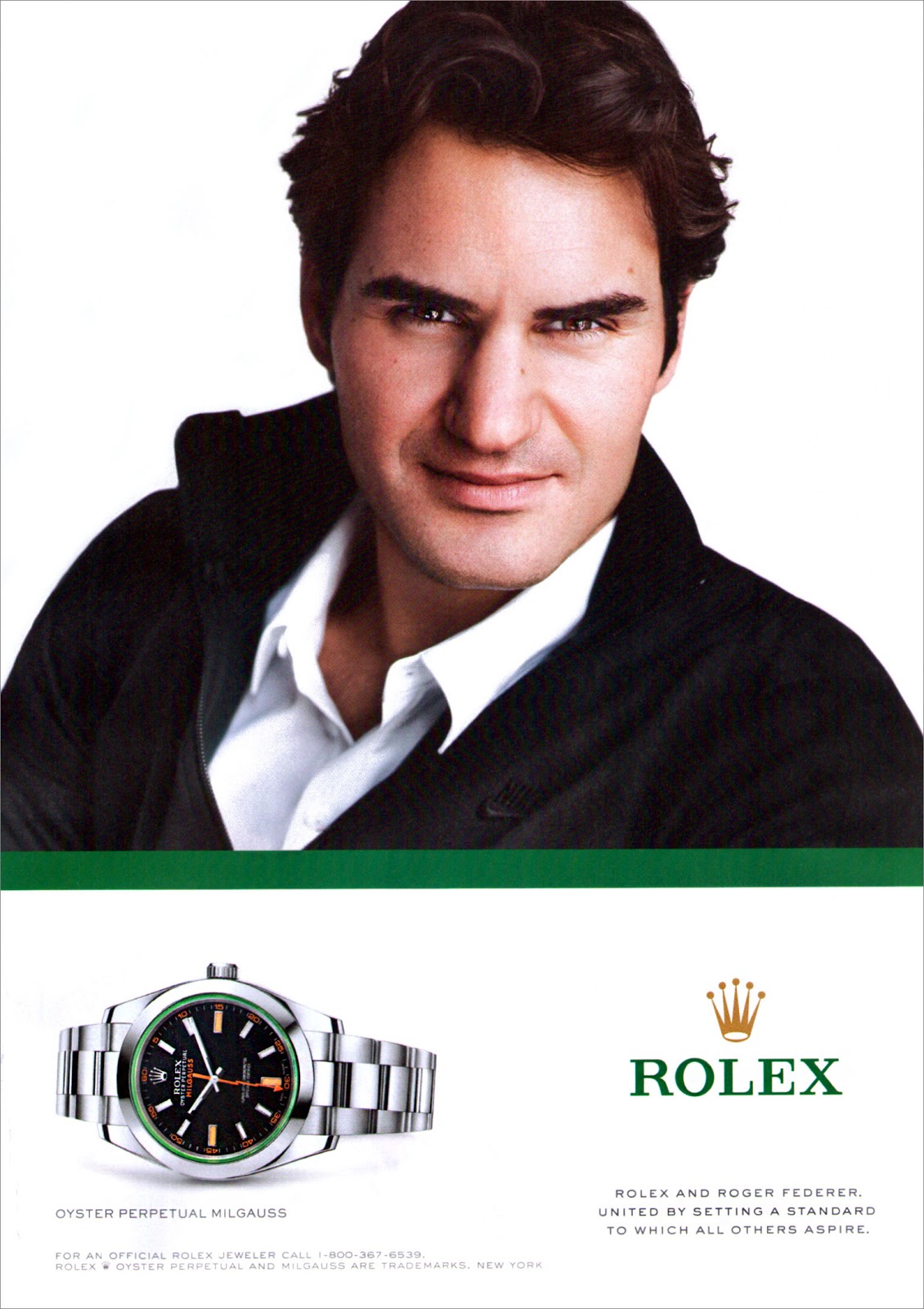 barrikade Erklæring Tag ud Welcome to RolexMagazine.com...Home of Jake's Rolex World  Magazine..Optimized for iPad and iPhone: Roger Federer 2013 Rolex Milgauss  Ad