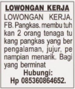 Lowongan FB. Pangkas Lowongan FB. Pangkas