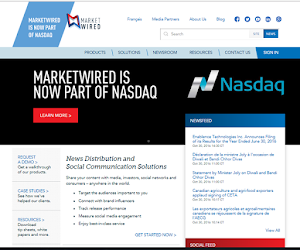 Marketwired.com webpage MarketWired offers helpful and friendly customer support