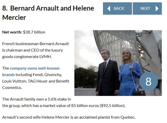 Bernard Arnault and Helene Mercier