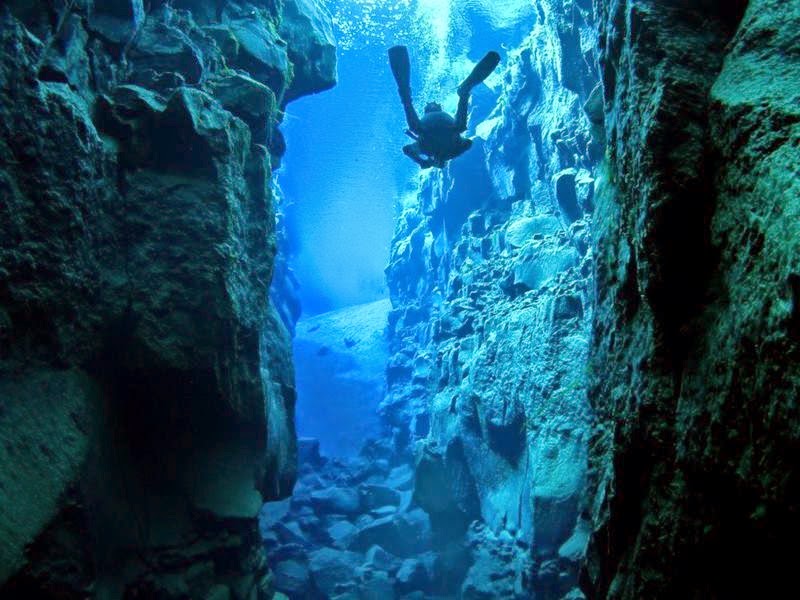 The Silfra crack or fissure is a rift that is part of a divergent tectonic boundary located between the North American and Eurasian tectonic plates. 