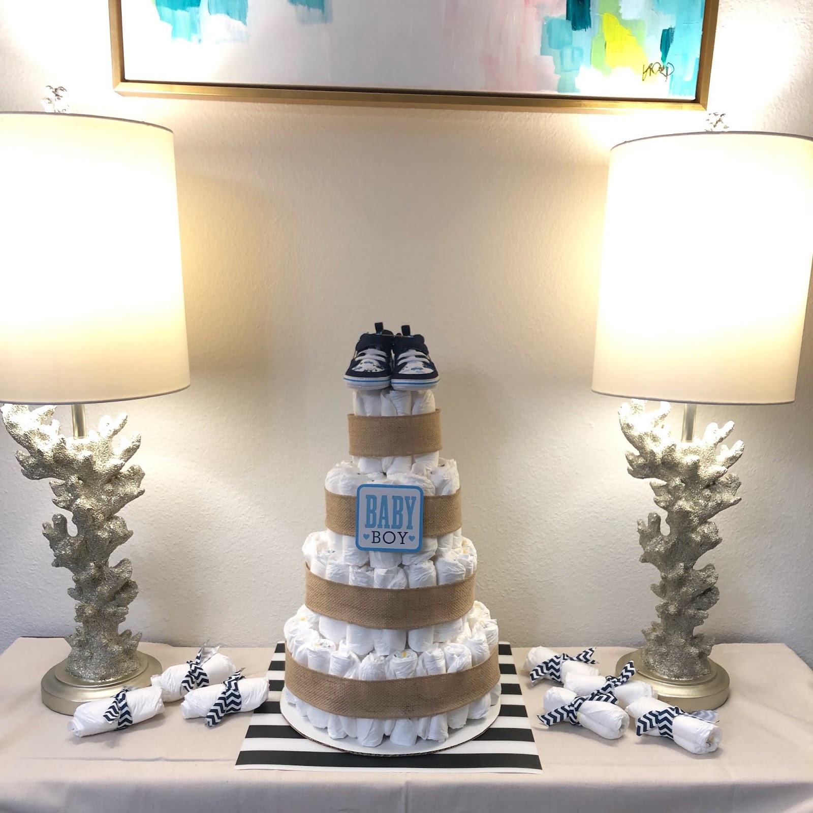 modern diaper cake