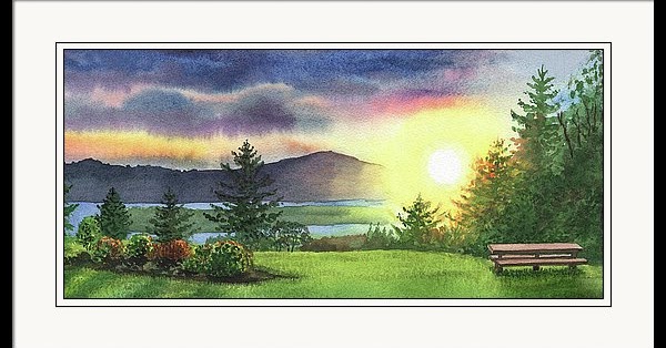 Irina Sztukowski Watercolor Sunset Landscape Painting Of