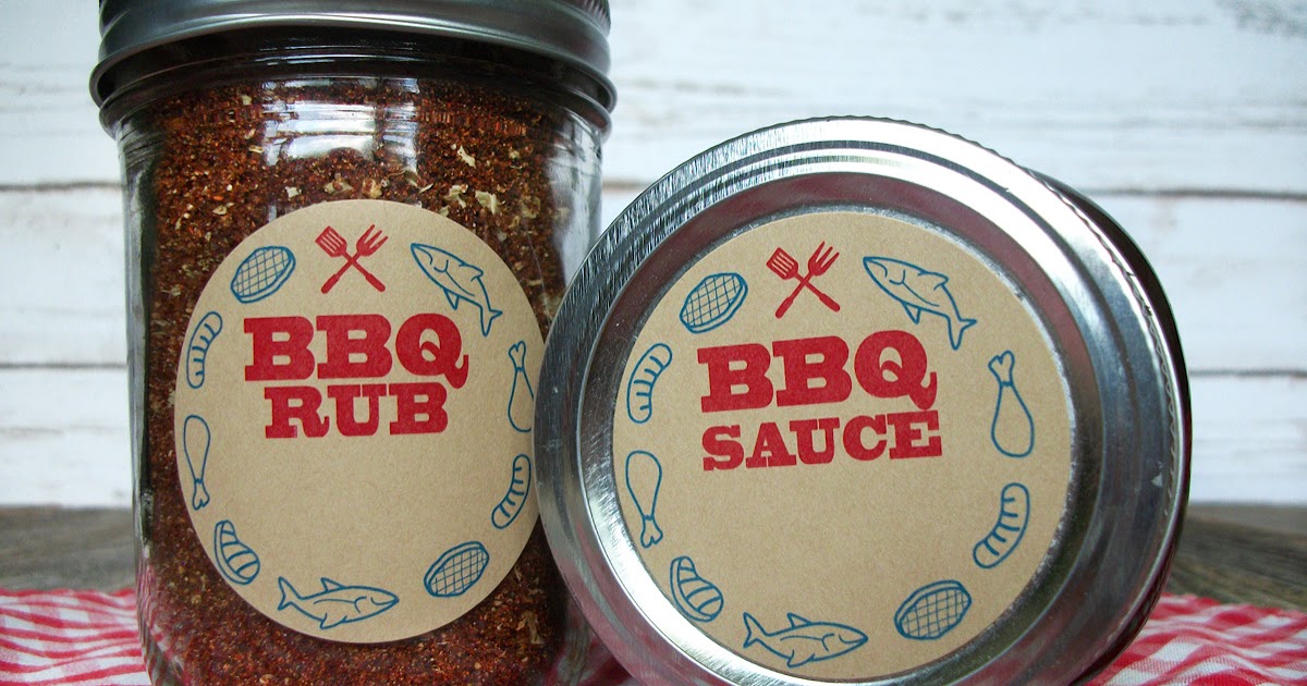 Colorful Adhesive Canning Jar Labels BBQ Sauce & Barbecue Rub Canning