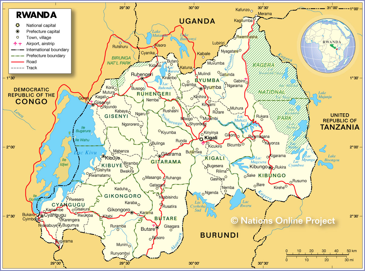 RWANDA - GEOGRAPHICAL MAPS OF RWANDA
