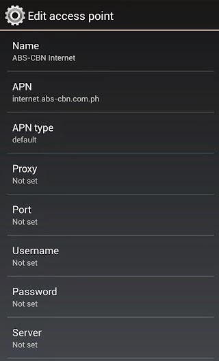 ABS-CBN Mobile Sim Internet / 3G / GPRS APN Manual Settings ABS-CBN Mobile Sim Internet / 3G / GPRS APN Manual Settings