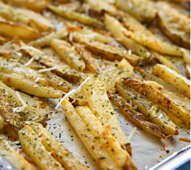 Garlic Parmesan Baked Steak Fries dinner