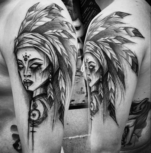 geometrik kızılderili kız dövmesi geometric indian girl tattoo geometrik kızılderili kız dövmesi geometric indian girl tattoo