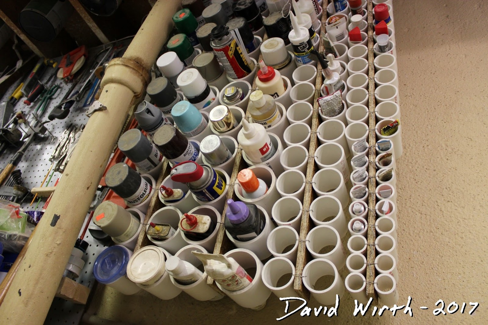 PVC Pipe Shelf Paint Can, Glue Organize Wall Rack