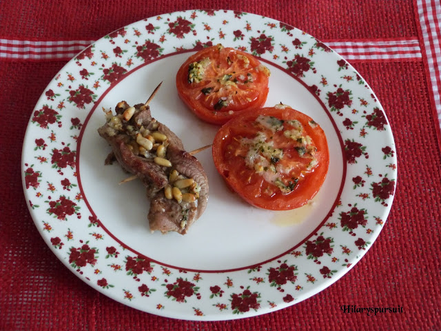 Escalopes de veau farcis et ses tomates confites