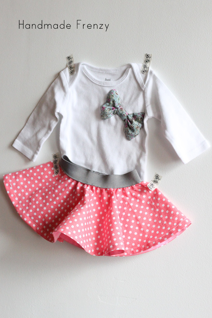 Baby Circle Skirt & DIY Bow Onesie