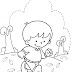  Desenho de Criança - Menino Andando para Colorir  