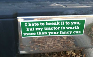 I hate to break it to you, but my tractor is worth more than your fancy car.
