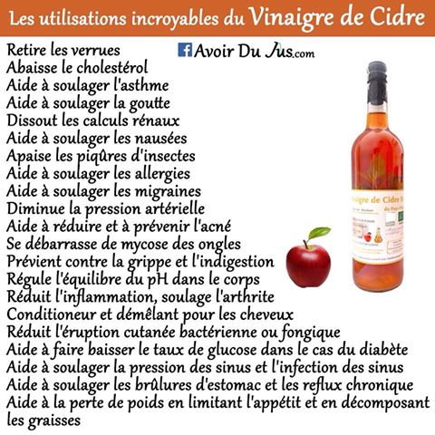 Remèdes et médecine douce Les vertus du vinaigre de cidre.