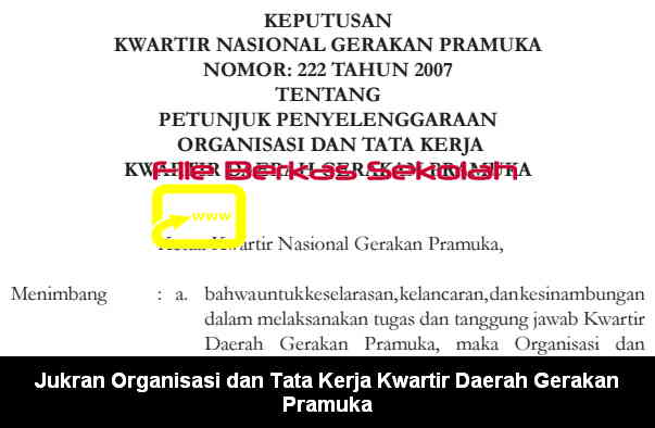 Jukran Organisasi dan Tata Kerja Kwartir Daerah Gerakan Pramuka Jukran Organisasi dan Tata Kerja Kwartir Daerah Gerakan Pramuka