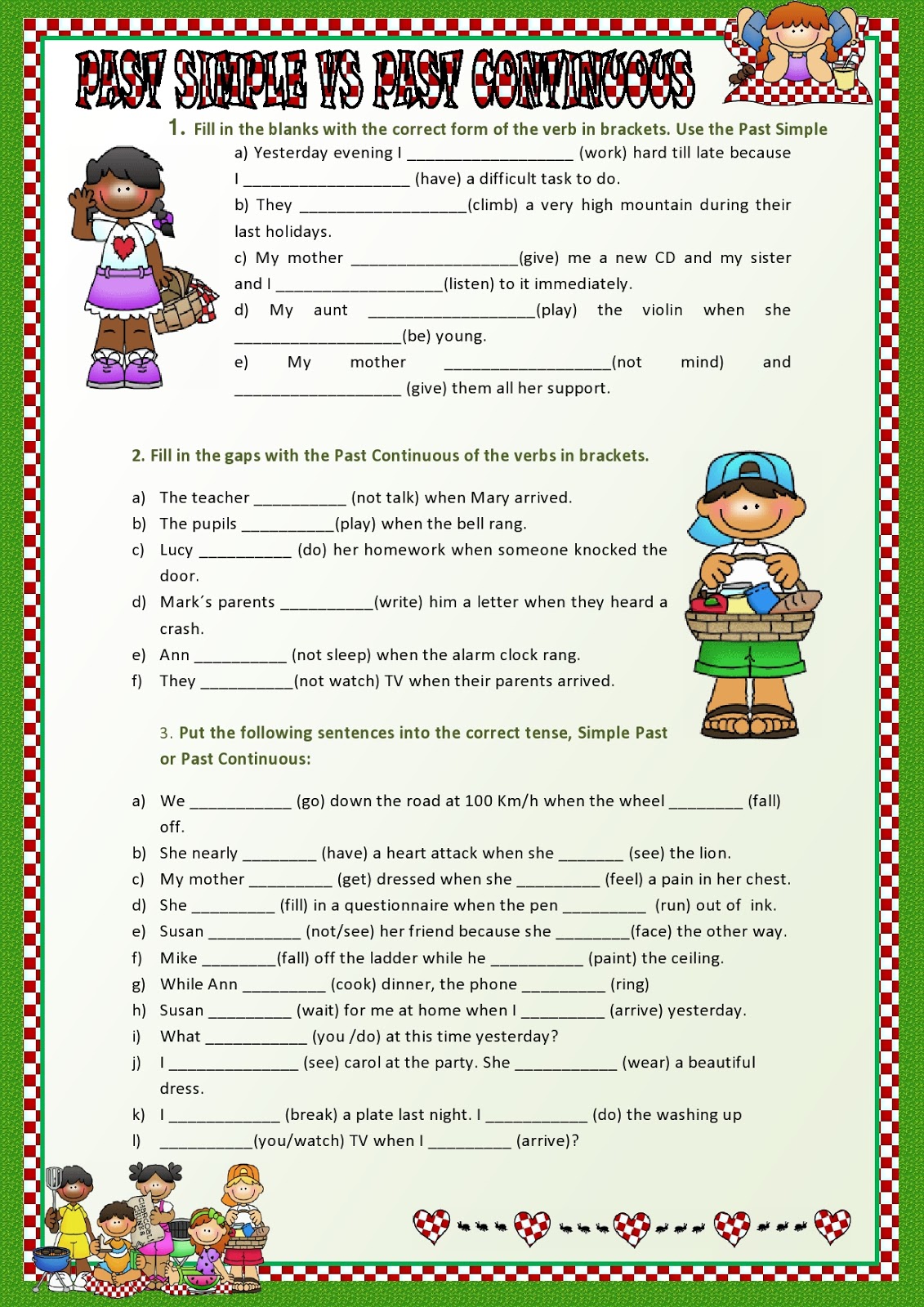 A Excellent Practice Simple Past Tense Vs Past Continuous Tense