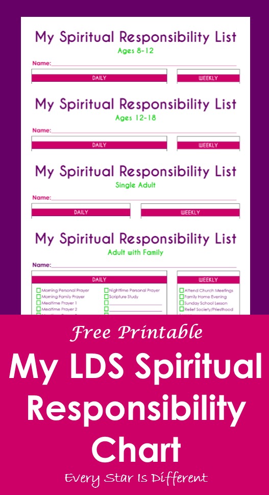 my spiritual responsibility list free printable every star is