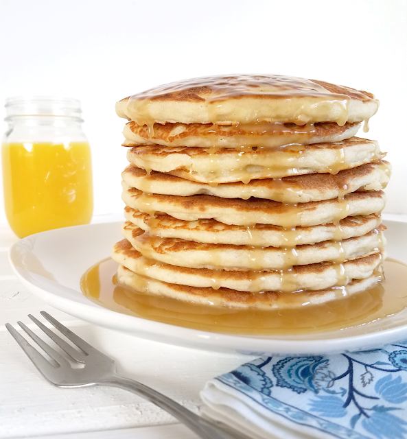 Fluffy Grain-Free Pancakes with Cinnabun Sauce These gluten-free and vegan pancakes are more nutritious than regular pancakes and taste like a cinnamon roll with the Cinnabun Sauce, which has half the sugar of maple syrup!