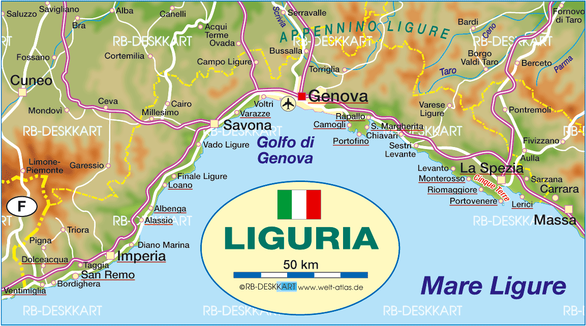 Cartina Geografica Liguria