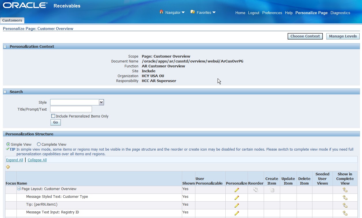 All about oracle personalization of oracle self service pages 