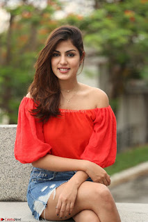 Rhea Chakraborty in Red Crop Top and Denim Shorts Spicy Pics ~  Exclusive 006