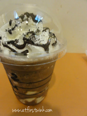 Starbucks chocolate cookie crumble frappuchino with white chocolate pudding in Japan