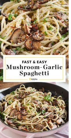 Mushroom And Garlic Spaghetti Dinner