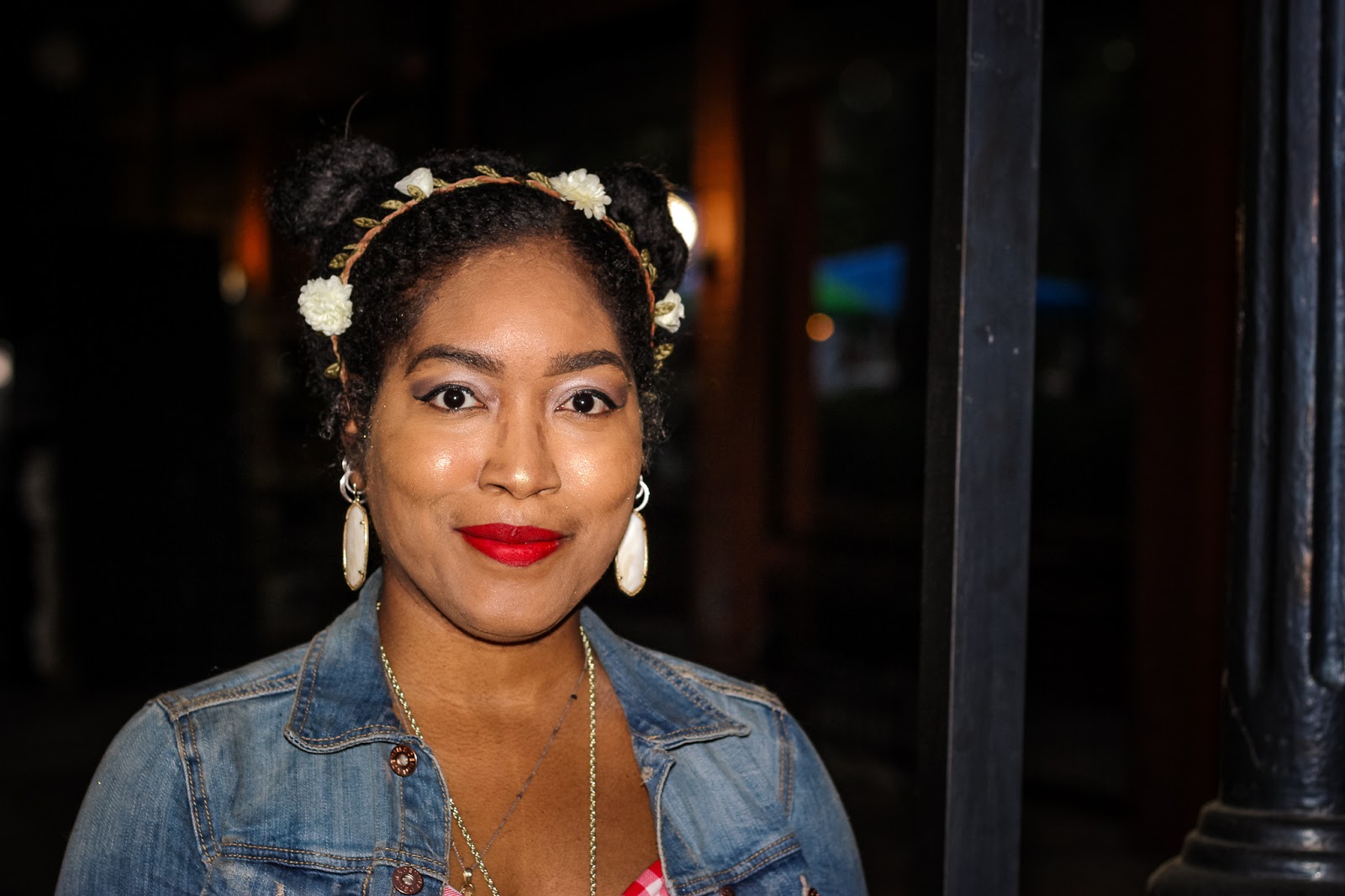 Gasparilla Food Festival Twist Front Gingham Slip Dress + Jean Jacket