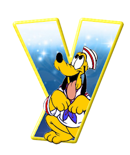 Alfabeto de personajes Disney con letras grandes Y Pluto. 