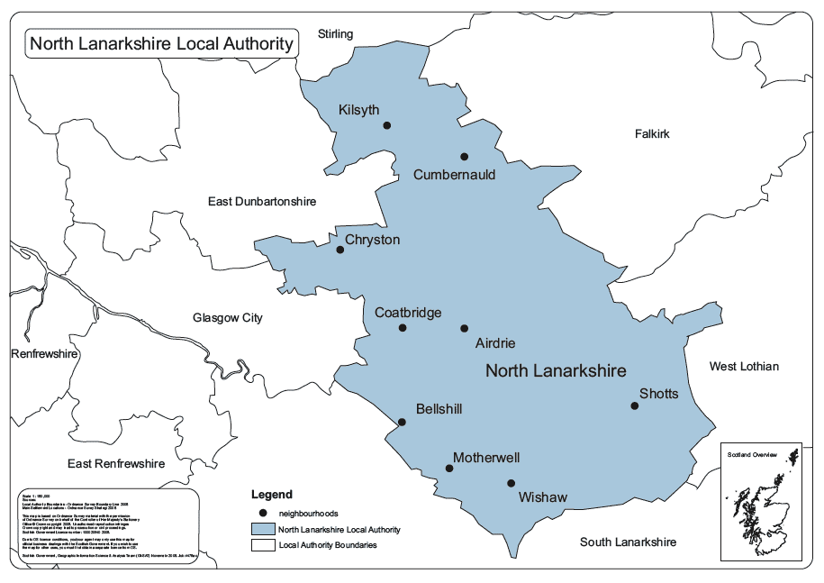 Map of North Lanarkshire Province Area