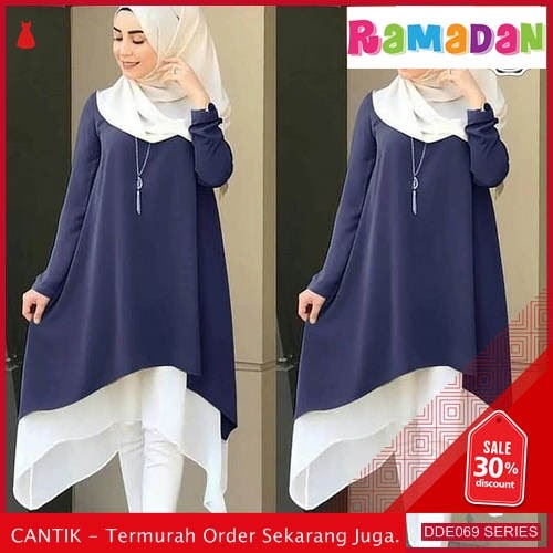 DDE069A62 Alma Tunik Muslim Polos Lebaran Kancing 2019 Tali BMGShop