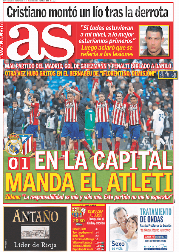 Real Madrid, AS: "En la capital manda el Atleti"