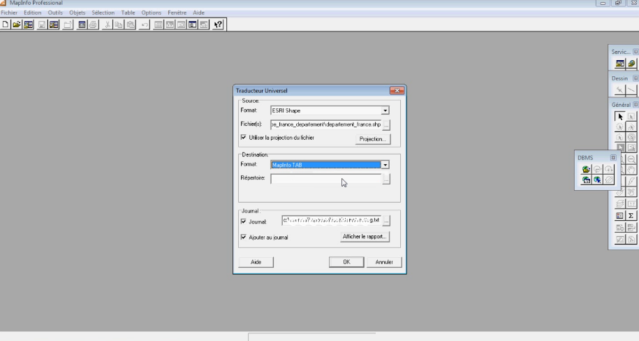 Convertir des données sous mapinfo