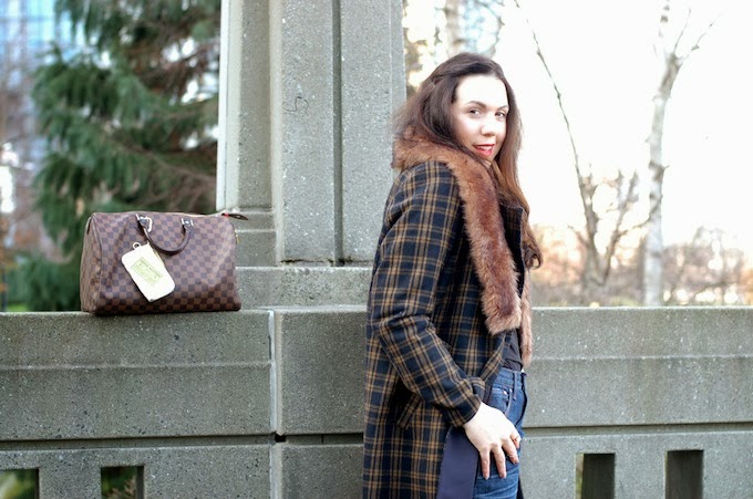 H&M plaid wool coat