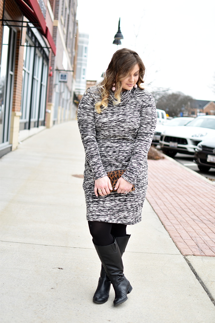 sweater dress with riding boots