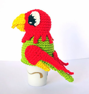 crochet parrot Easter Egg Cozy