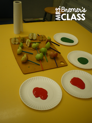 Fall apple art activities with a focus on mixing colors