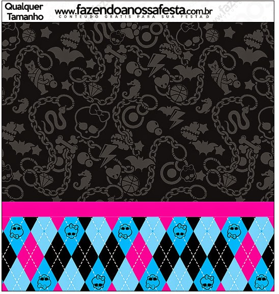 Monster High Negro: Etiquetas para Candy Bar para Imprimir Gratis. Etiquetas de Monster High Negro para imprimir gratis.