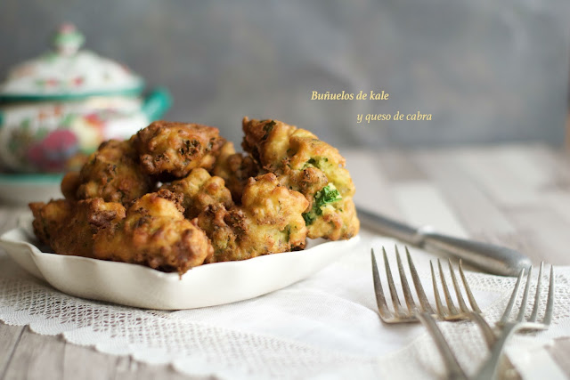 Receta de buñuelos de kale con queso de cabra