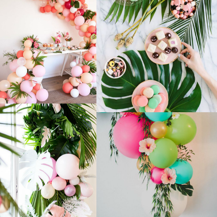 Festa tropical: dicas de decoração festa tropical, festa com flores, arco de balões, arco de balões desconstruído